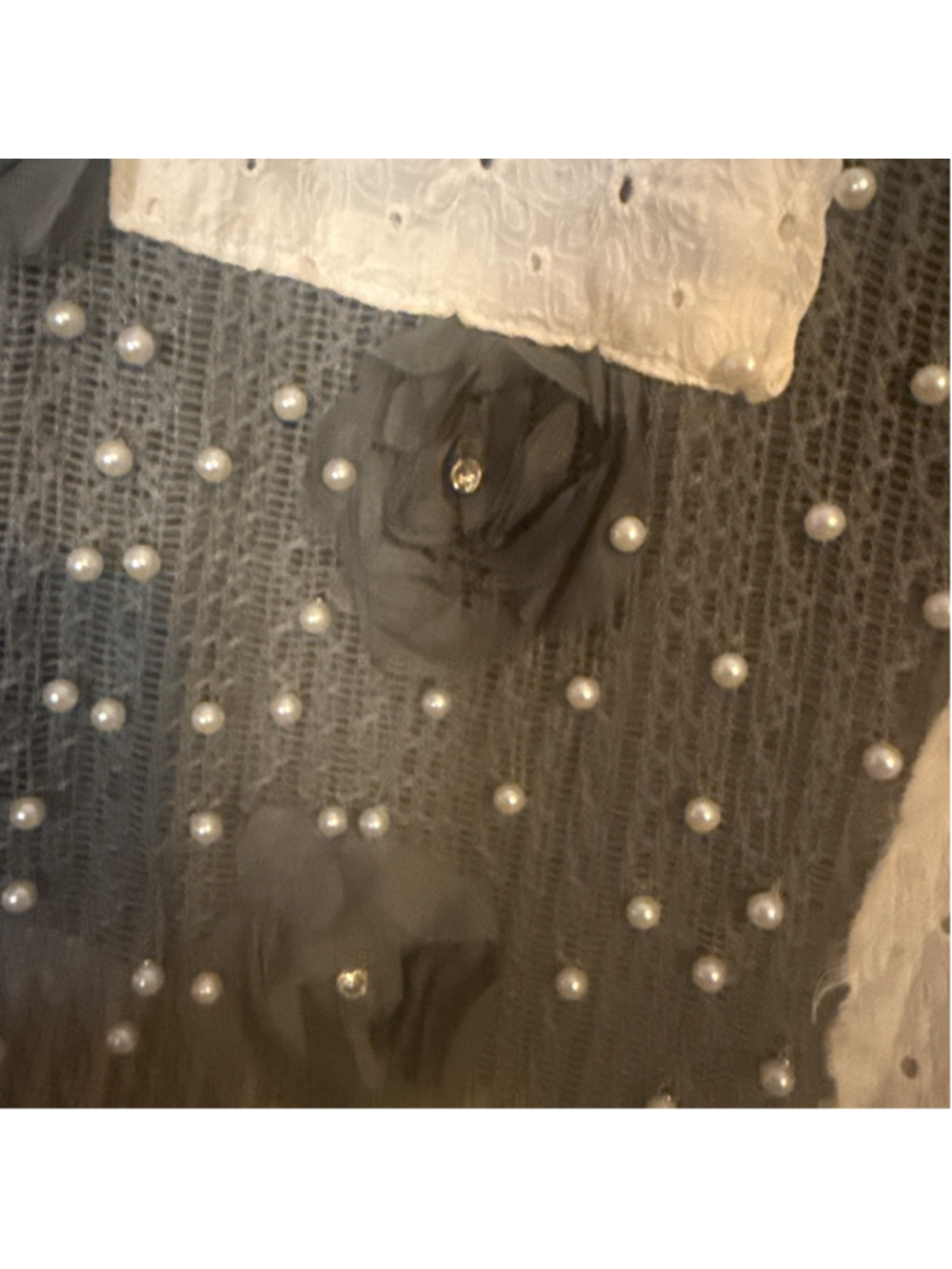POL White Gray Lace Pearl Jacket S - Picture 4 of 5
